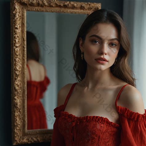 Attractive Woman In Black Lingerie And Long Legs Posing Challenging Front Of A Window Photo