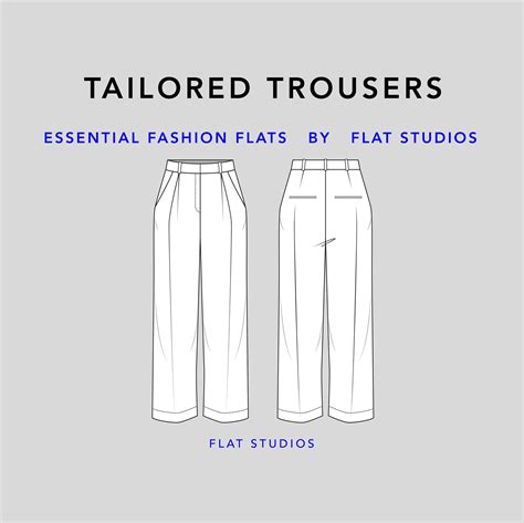 Tailored Trousers - Women's Suit Pants, Vector CAD, Technical Drawing