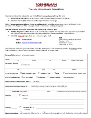 Transcript Request Transcript Ination And Request Doc Template