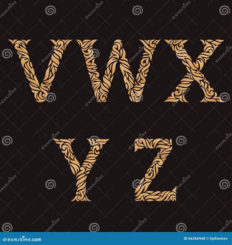 Decorative Initial Letters Ornate Golden Monograms Stock Vector