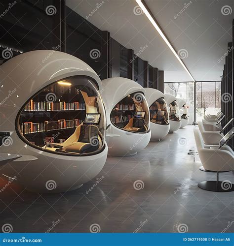 Futuristic Library Data Center With Automated Security Systems And