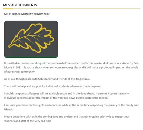 Heathfield Community School Near Taunton In Shock After Death Of Year