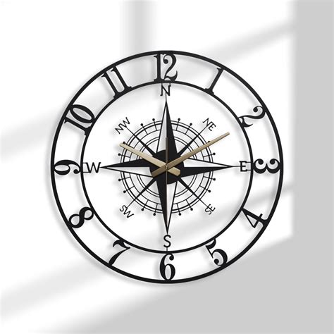 Compass Large Wall Clock Nautical Wall Clock Clocks For Wall Modern Wall Clock Industrial