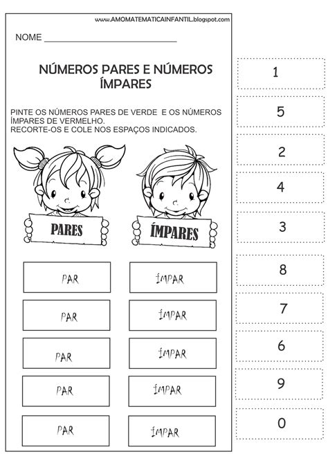 Atividade Numeros Pares E Impares 1 Ano