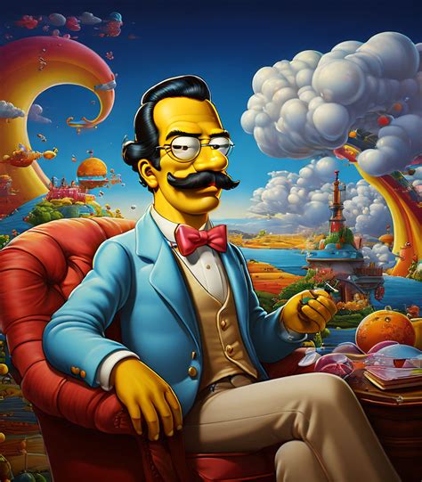 Homer Simpson With A Salvador Dali Mustache And Flowing Hour By