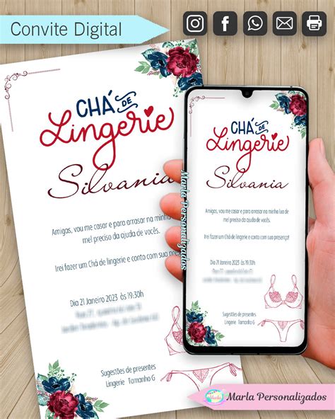 Convite Digital Chá de Lingerie Elo7 Produtos Especiais
