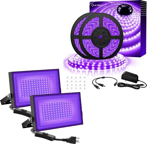 Onforu Ft Led Black Light Strip And Pack W Led Black Lights