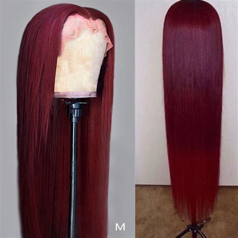 Vinrød paryk lige lang syntetisk blonde paryk til Grandado