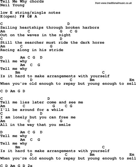Neil Young Tell Me Why Chords