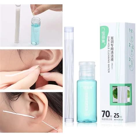 Professional Pierced Ear Cleaning Set Herb Solution Paper Floss Ear Hole Aftercare Tools Kit