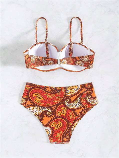 Bikini Con Soporte De Copa Desmontable De Dos Piezas Para Mujer Para Vacaciones De Verano En La