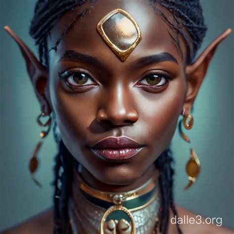 Photorealistic Blackskinned Elf Portrait Dalle Ai