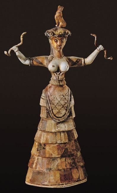 Minoan Statuette of a woman made of fainence from Knossos, that is ...