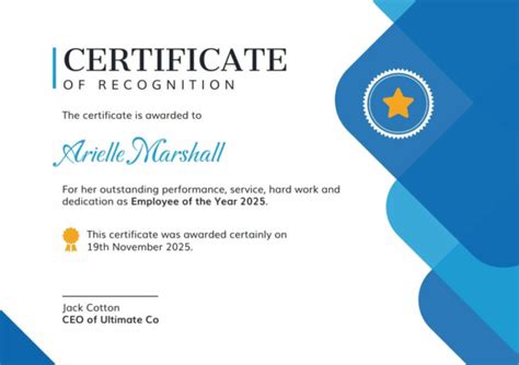 Certificate Of Recognition Piktochart
