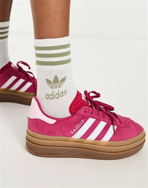 adidas Originals Gazelle Bold platform trainers in wild pink with gum ...