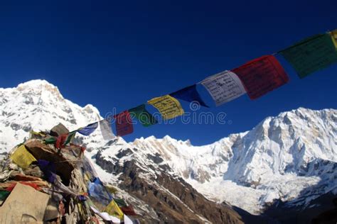 Prayer Flags In Nepal Stock Photo Image Of Capped Peaks 21909420