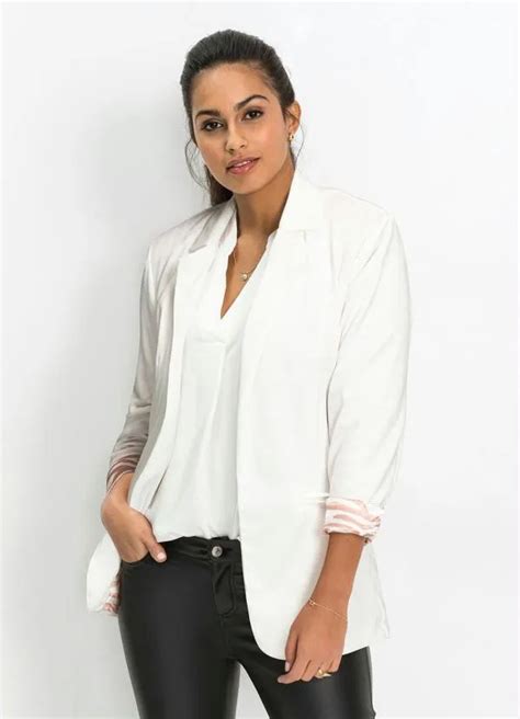 Blazer Alfaiataria Alongado Off White Bonprix