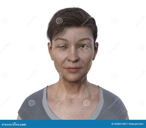 A Woman With Horner Syndrome 3d Illustration Stock Illustration