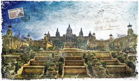 Palau Nacional Barcelona Spain Forgotten Postcard Digital Art