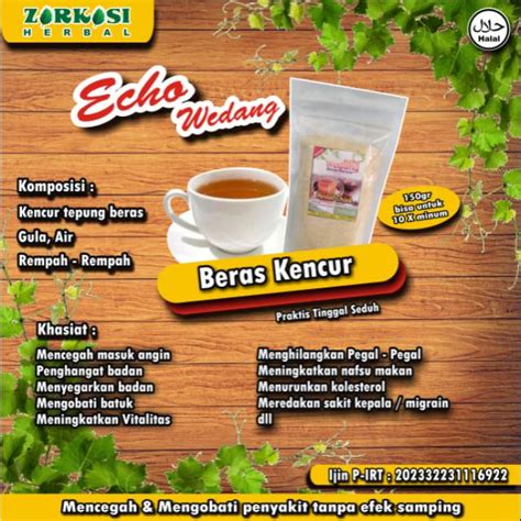 Jual Beras Kencur Echo Wedang Herbal Drink Dengan Komposisi Rempah