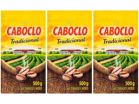 Kit 3 Café Caboclo Tradicional Torrado e Moído Vácuo 500g Alimentos