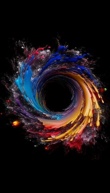 Un Fondo Negro Con Una Espiral De Pintura Y Un Remolino Azul Y Naranja