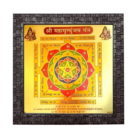 hawai wooden framed wall hanging  gold plated shree maha mrityunjaya