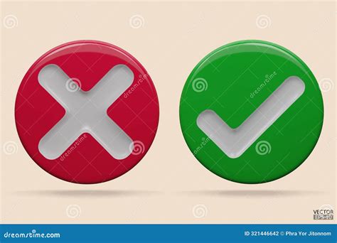 3D Green Checkmark And Red X Mark Icon Checkmark Right Symbol Tick