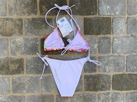 Vintage Bikini Early S Hibiscus Print Hawaiian Tropical Leaf Etsy