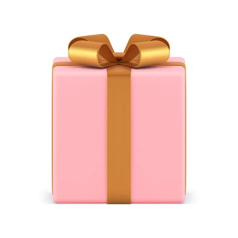 Premium Vector Pink Gift Box Golden Bow Ribbon Festive Present