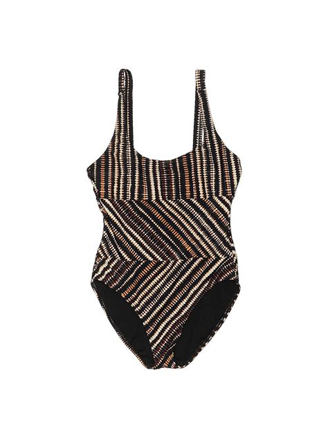 YBL Your Best Look Stripes Multi Color Black One Piece Swimsuit Size 10