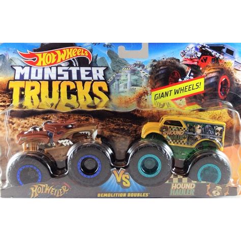 Mattel Hot Wheels Monster trucks demolačné duo Hotweiler a Hound Hauler FYJ69 4KIDS sk