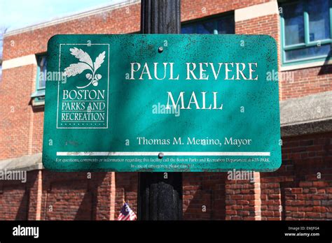 Boston Freedom Trail Landmark Sign Paul Revere Mall Boston