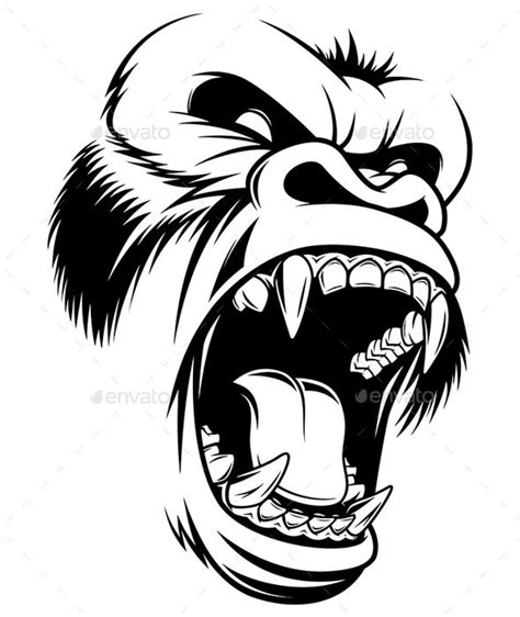 Fierce Gorilla Head By Andrey1005 Vector Graphics Install Any Size