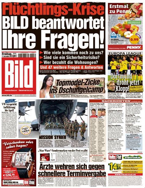 Newspaper Bild Germany Newspapers In Germany Friday S Edition