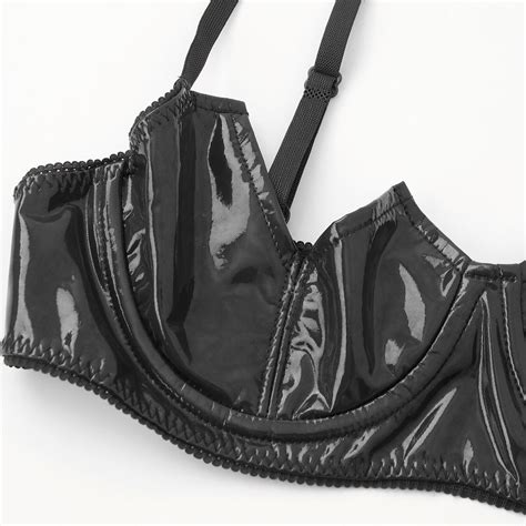 Womens Patent Leather Push Up Bra Underwired Bralette Crop Top Clubwear Lingerie EBay