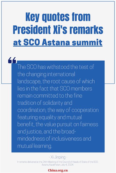 Key Quotes From President Xi S Remarks At SCO Astana Summit China Org Cn