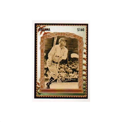 Babe Ruth 1996 Guyana 160 Stamp Trading Card 11 W Facsimile Gold