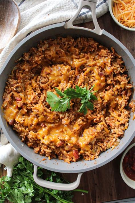 Cheesy Taco Rice Skillet One Pot The Balanced Nutritionist