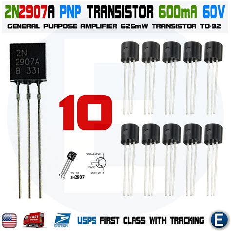 10pcs 2n2907a 2n2907 Ksp2907 Transistor Pnp 06a60v To 92