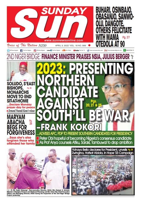 Nigerian Newspapers Daily Front Pages Review Sunday 3 April 2022