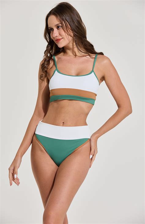 LIORA Womens Adjustable Strap Bikini Set Swimsuit Green Pastels Walmart