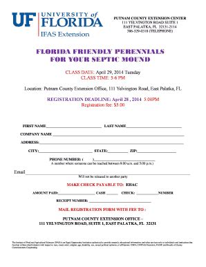 Fillable Online Putnam Ifas Ufl Florida Friendly Perennials For Your