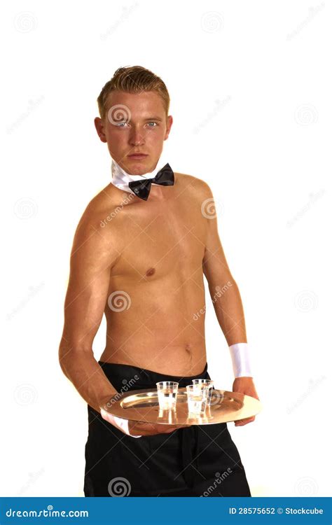Buff Naked Butler Or Waiter With Tray Stock Photo Image Of Butler Cuffs 28575652