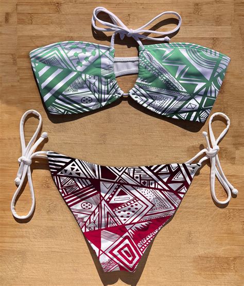 Swimwear Scrunch Butt Tie Side Bandeau Halter Tie Bikini Set Etsy