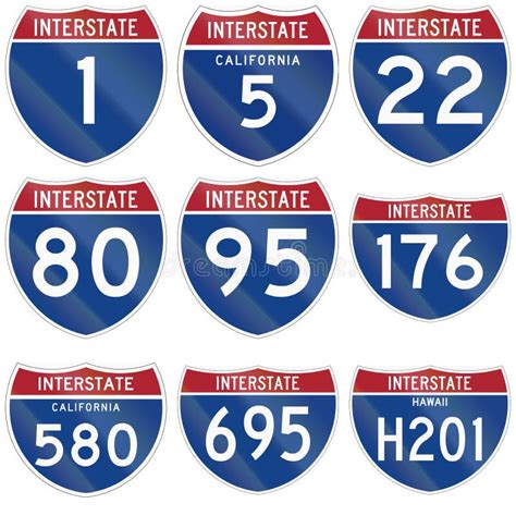 Interstate And US Route Signs Stock Vector Illustration Of Roadside