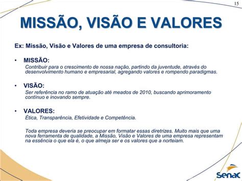 Miss O Vis O E Valores Conceitos Ppt