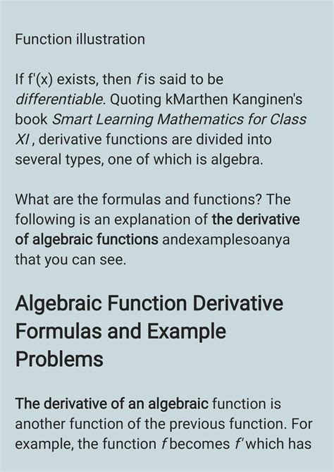 Solution Complete Algebraic Function Derivative Formulas With Example