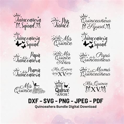 Mis Quince Bundle Svg Mis Quince Squad Svg Quinceanera Svg Mis