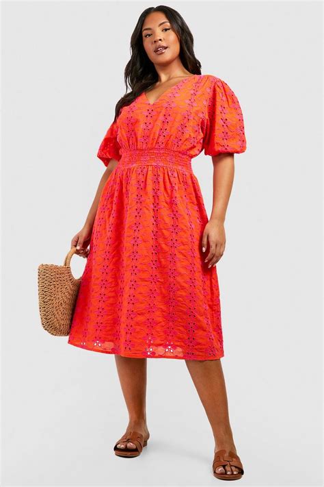 Plus Broderie Wrap Midi Dress Boohoo Uk